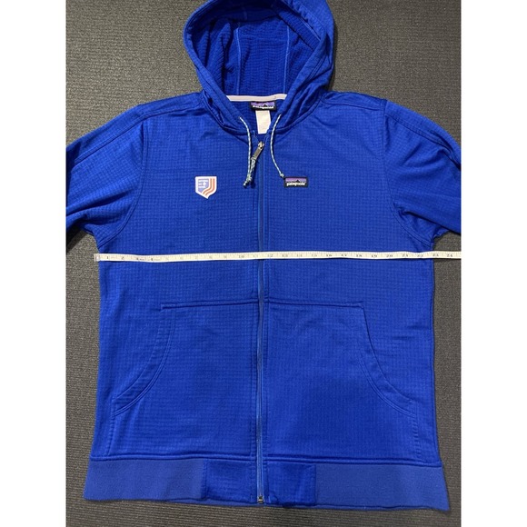 PATAGONIA Blue Polartec R1 Hooded Fleece Windslope Sweater Jacket Large - Picture 6 of 6